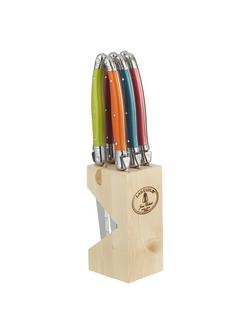 Laguiole Stainless Steel Steak Knives & Filled Knife Block, Set of 6, Iridescence - view 2, Multi