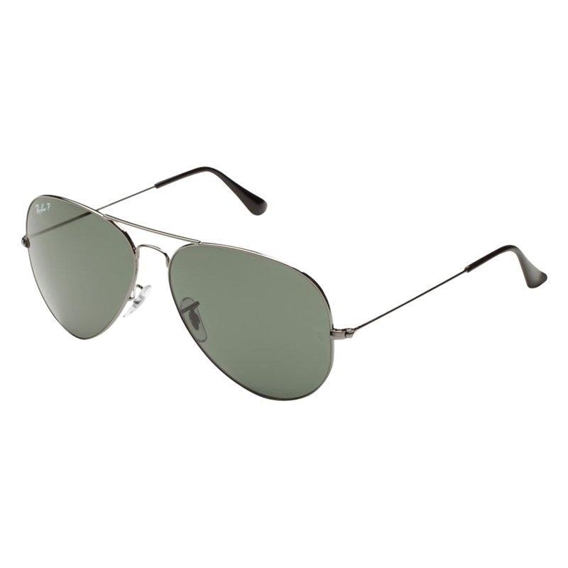 Ray-Ban RB3025 Polarised Aviator Sunglasses, Gunmetal/Dark Green