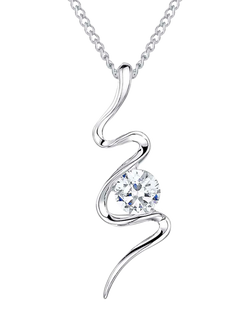 Jools by Jenny Brown Sterling Silver Cubic Zirconia S-Shape Pendant, Rhodium, Silver