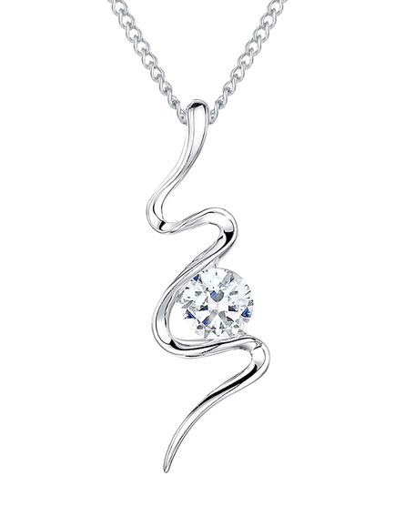 Jools by Jenny Brown Sterling Silver Cubic Zirconia S-Shape Pendant, Rhodium, Silver
