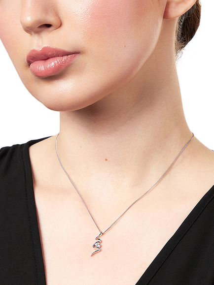 Jools by Jenny Brown Sterling Silver Cubic Zirconia S-Shape Pendant, Rhodium - view 2, Silver