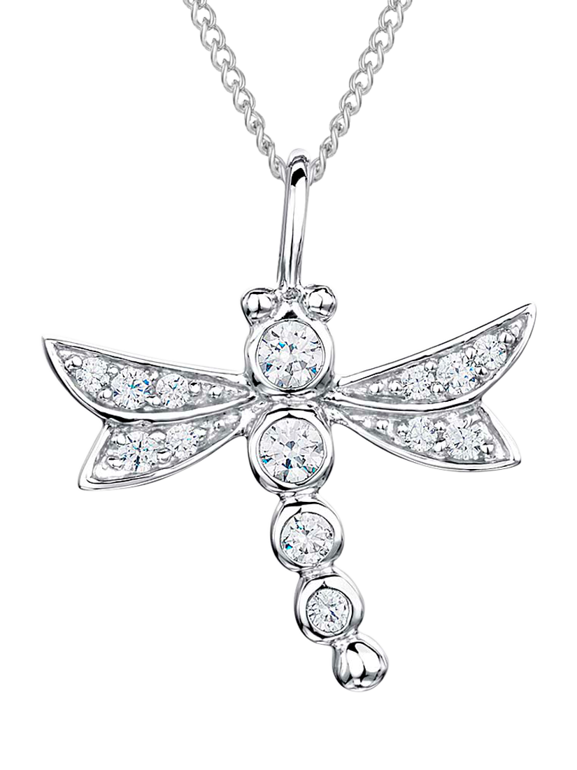 Product image 1 of 4, which shows Jools by Jenny Brown Sterling Silver Pave Dragonfly Pendant, Rhodium