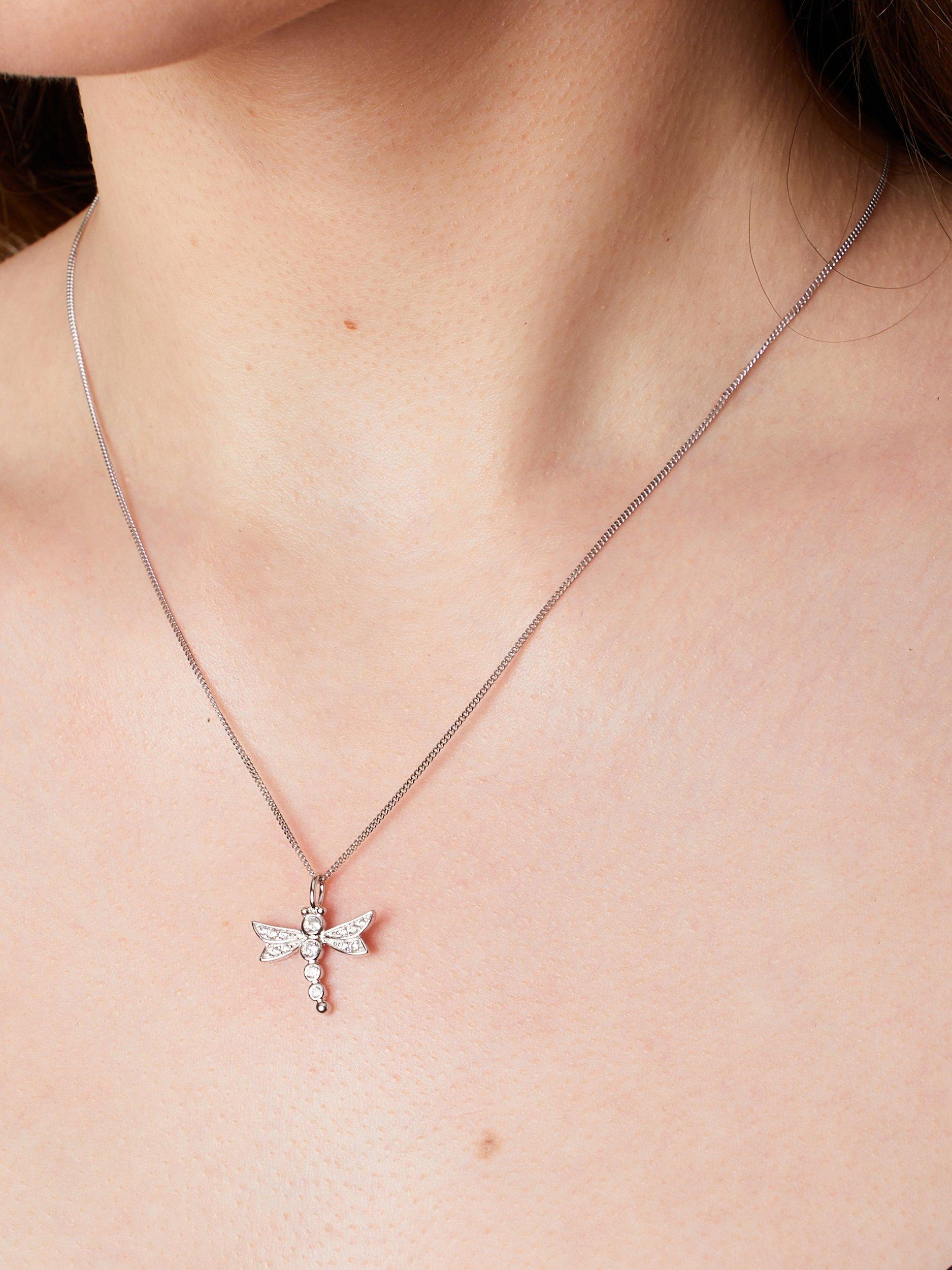 Product image 3 of 4, which shows Jools by Jenny Brown Sterling Silver Pave Dragonfly Pendant, Rhodium