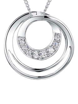 Jools by Jenny Brown Sterling Silver Pave Infinity Circles Pendant, Rhodium, Rhodium