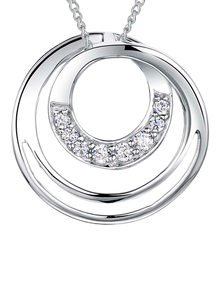 Jools by Jenny Brown Sterling Silver Pave Infinity Circles Pendant, Rhodium, Rhodium