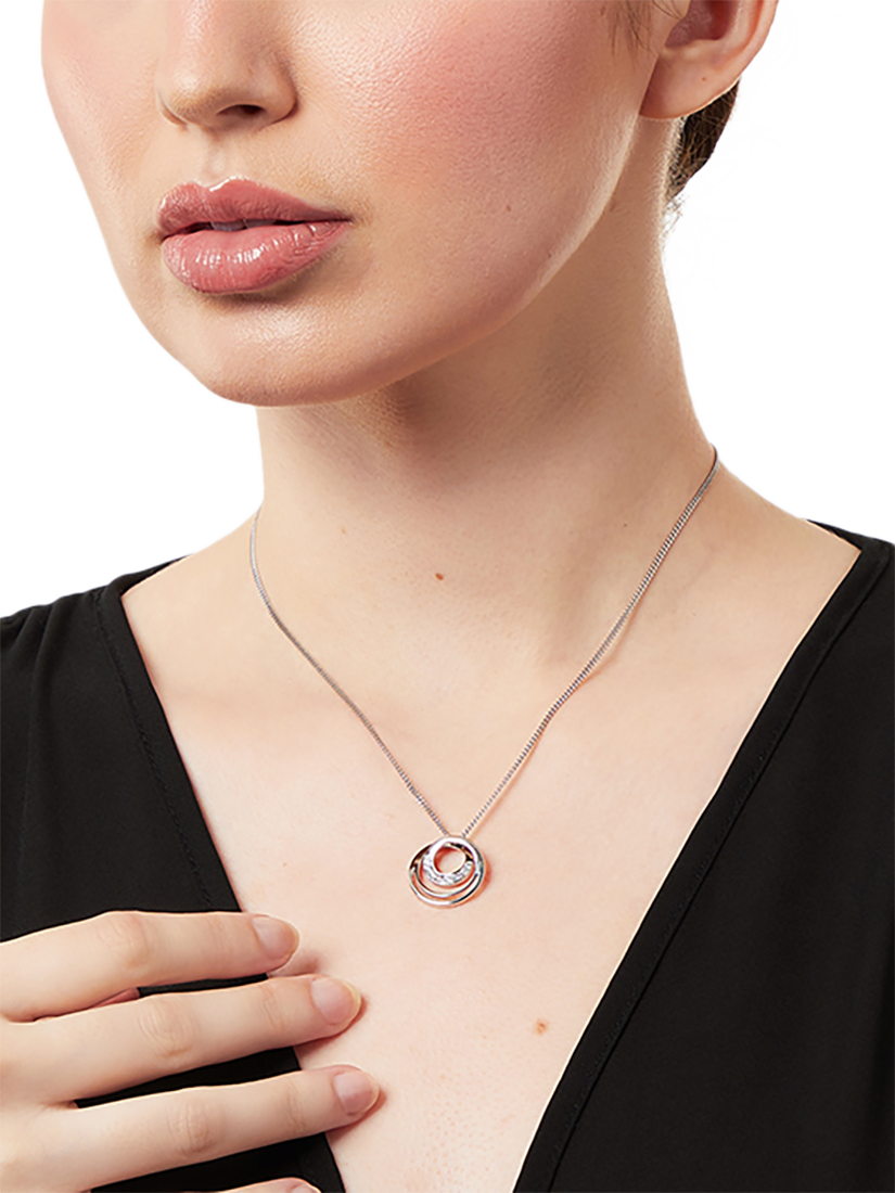Product image 2 of 4, which shows Jools by Jenny Brown Sterling Silver Cubic Zirconia Infinity Circles Pendant, Rhodium