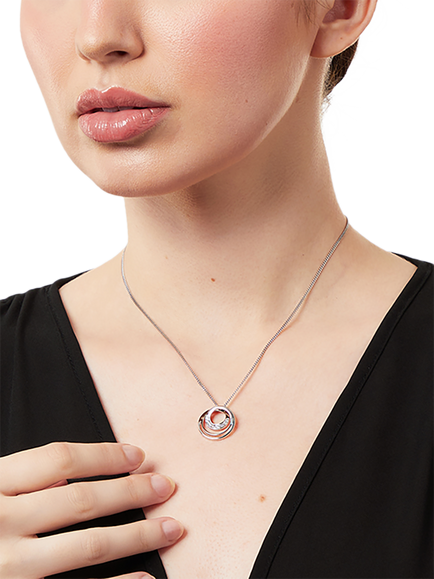 Jools by Jenny Brown Sterling Silver Pave Infinity Circles Pendant, Rhodium - view 2, Rhodium