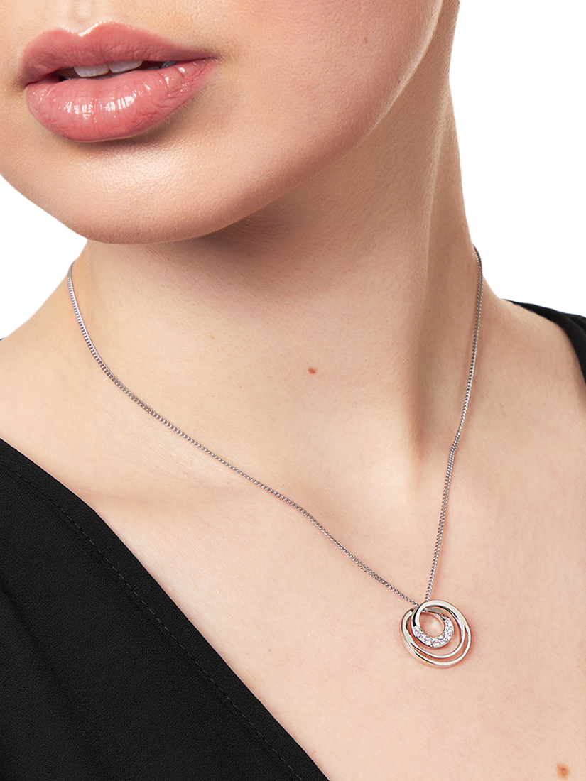 Product image 3 of 4, which shows Jools by Jenny Brown Sterling Silver Cubic Zirconia Infinity Circles Pendant, Rhodium