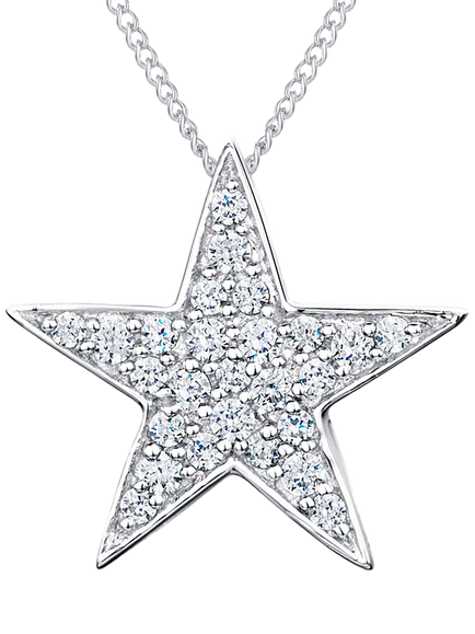 Jools by Jenny Brown Sterling Silver Pave Star Pendant, Rhodium, Rhodium