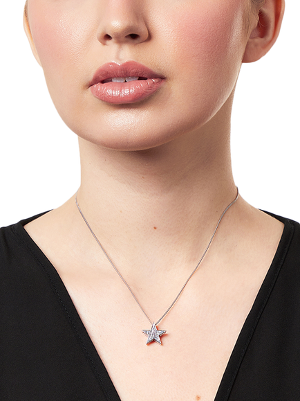 Jools by Jenny Brown Sterling Silver Pave Star Pendant, Rhodium - view 2, Rhodium