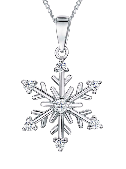 Jools by Jenny Brown Sterling Silver Cubic Zirconia Snowflake Pendant, Rhodium