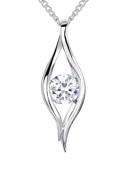 Jools by Jenny Brown Sterling Silver Cubic Zirconia Eye Pendant, Rhodium, Silver