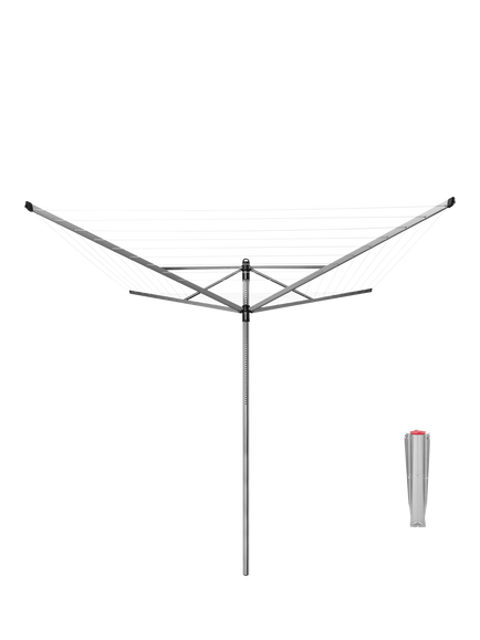 Brabantia Lift-O-Matic Rotary Clothes Outdoor Airer Washing Line with Soil Spear, 40m, Silver