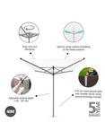 Brabantia Lift-O-Matic Rotary Clothes Outdoor Airer Washing Line with Soil Spear, 40m