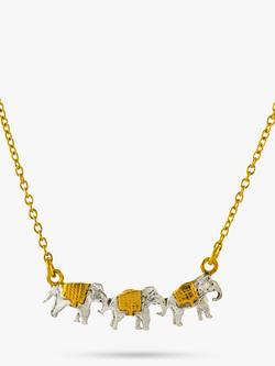 Alex Monroe 22ct Gold Vermeil Elephant Trio Necklace, Gold, Gold/Silver