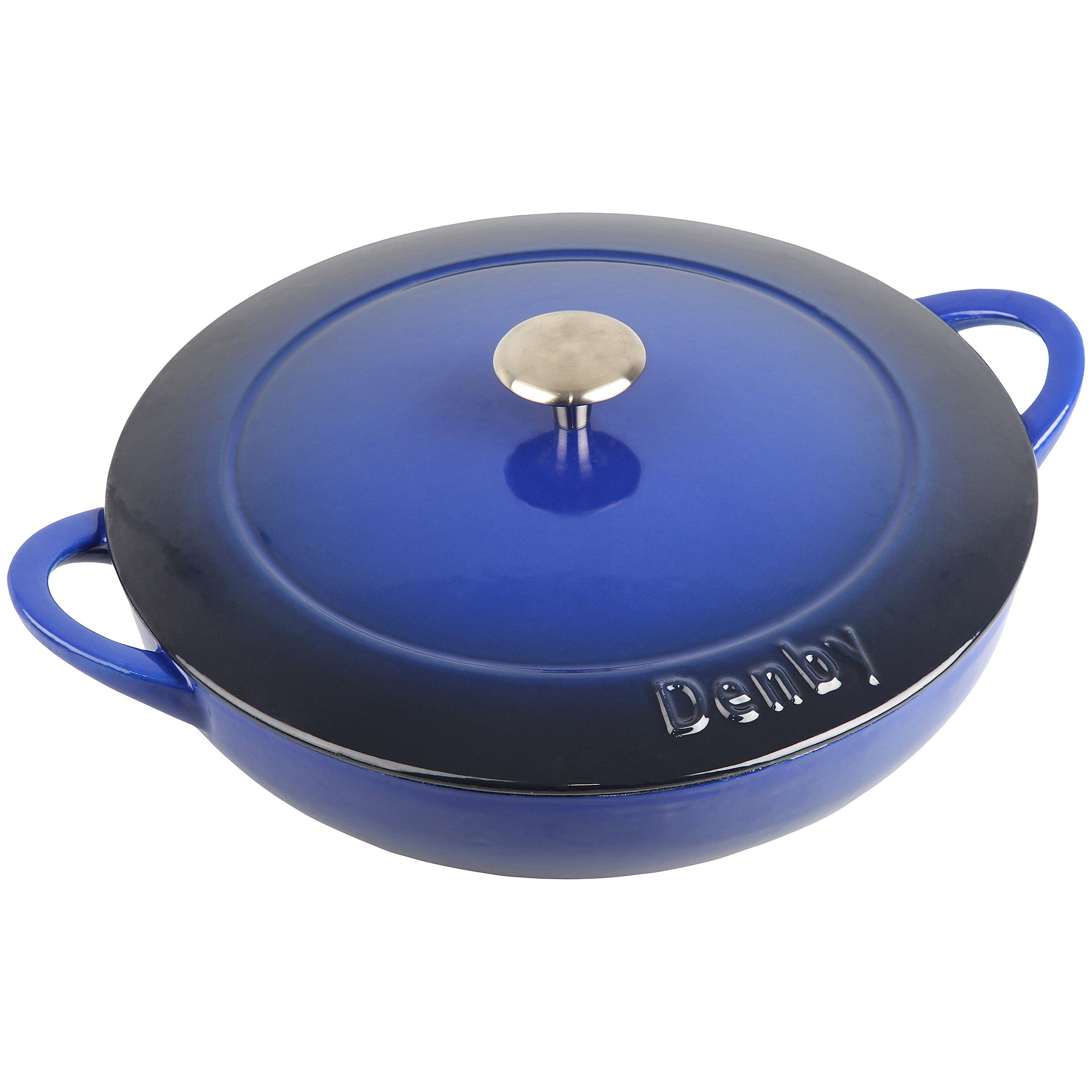Denby Imperial Blue Cast Iron Shallow Casserole, Dia.30cm