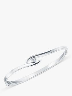Jools by Jenny Brown Polished Single Cubic Zirconia Slender Bangle, Silver