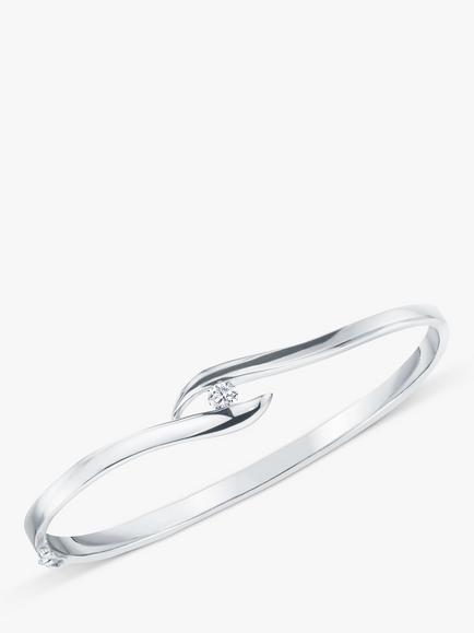 Jools by Jenny Brown Polished Single Cubic Zirconia Slender Bangle, Silver