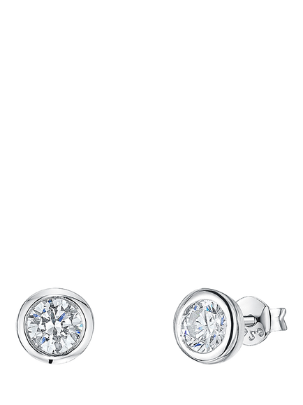 Jools by Jenny Brown Round Cubic Zirconia Pod Stud Earrings, Silver