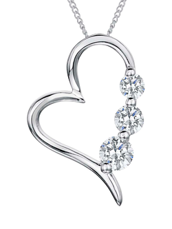 Jools by Jenny Brown Rhodium Plated Silver Cubic Zirconia Modern Heart Shaped Pendant, Silver