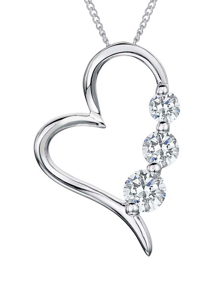 Jools by Jenny Brown Rhodium Plated Silver Cubic Zirconia Modern Heart Shaped Pendant, Silver