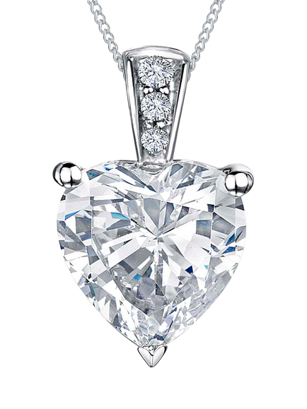 Jools by Jenny Brown Rhodium Plated Silver Cubic Zirconia Heart Shaped Pendant, Silver