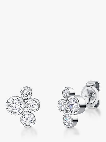 Jools by Jenny Brown Rhodium Plated Silver Cubic Zirconia Bubbles Drop Earrings, Rhodium