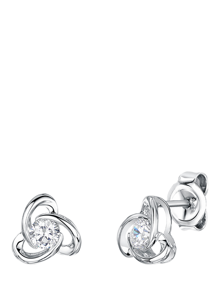 Jools by Jenny Brown Rhodium Plated Silver Cubic Zirconia Flower Drop Earrings, Rhodium