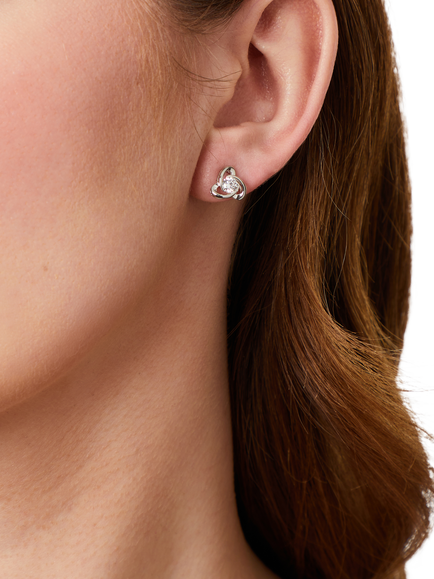 Jools by Jenny Brown Rhodium Plated Silver Cubic Zirconia Flower Drop Earrings - view 2, Rhodium