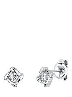 Jools by Jenny Brown Overlaping Square Cubic Zirconia Stud Earrings, Silver