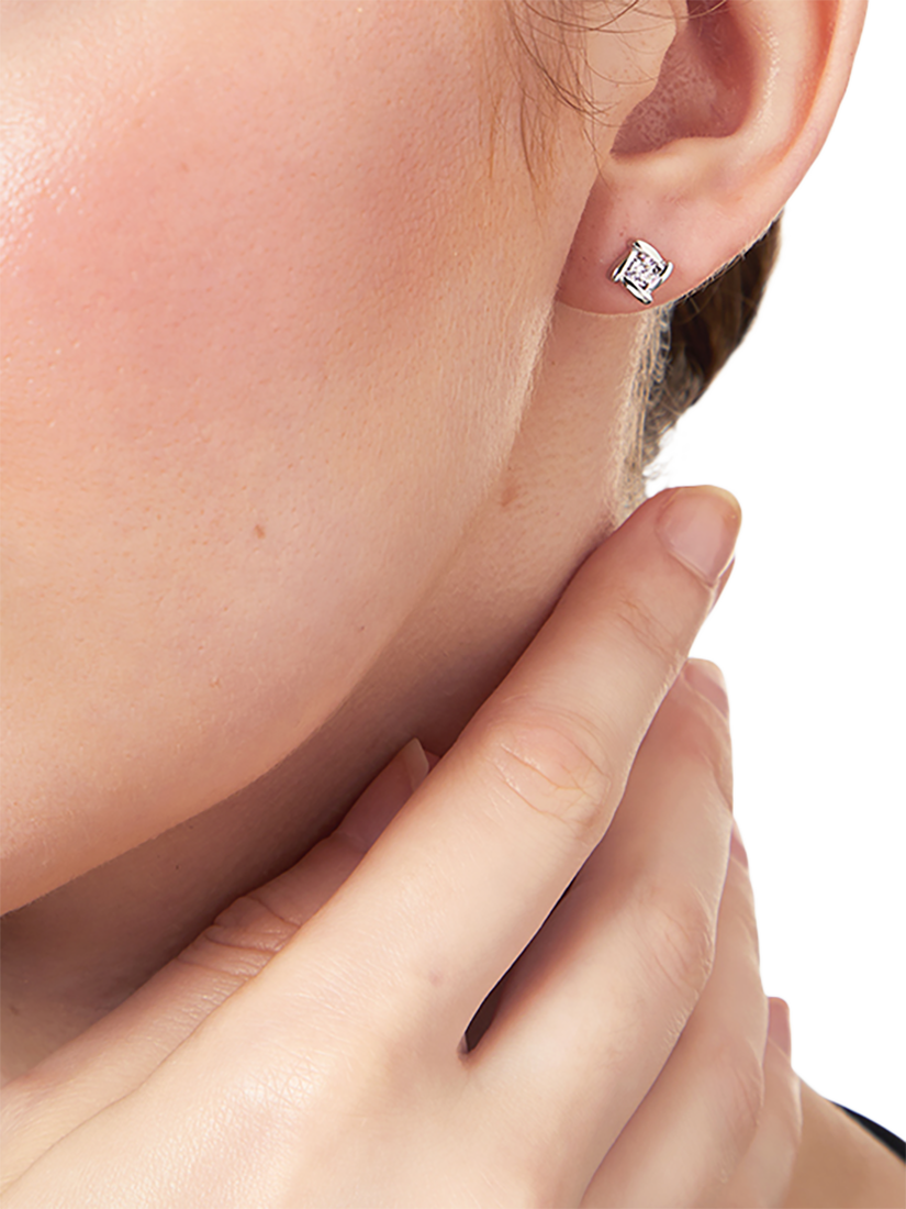 Product image 2 of 4, which shows Jools by Jenny Brown Overlaping Square Cubic Zirconia Stud Earrings