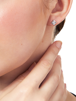 Jools by Jenny Brown Overlaping Square Cubic Zirconia Stud Earrings - view 2, Silver