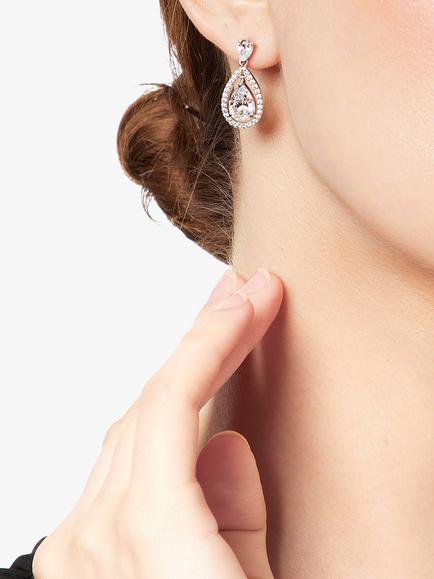 Jools by Jenny Brown Pavé Surround Tear Drop Earrings - view 2, Silver