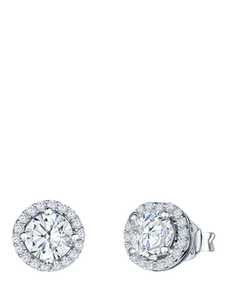 Jools by Jenny Brown Round Pavé Surround Stud Earrings, Silver