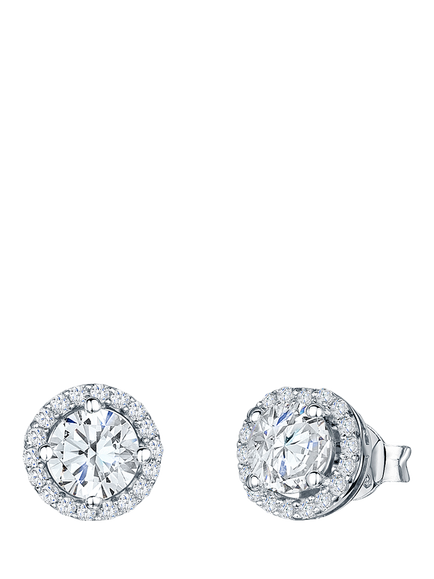 Jools by Jenny Brown Round Pavé Surround Stud Earrings, Silver
