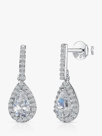 Jools by Jenny Brown Cubic Zirconia Halo Drop Earrings, Silver