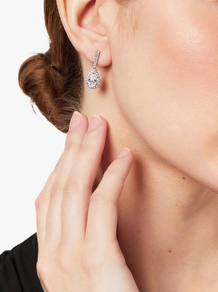 Jools by Jenny Brown Cubic Zirconia Halo Drop Earrings - view 2, Silver