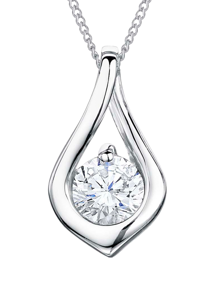 Jools by Jenny Brown Rhodium Plated Silver Cubic Zirconia Small Twisted Drop Pendant, Silver