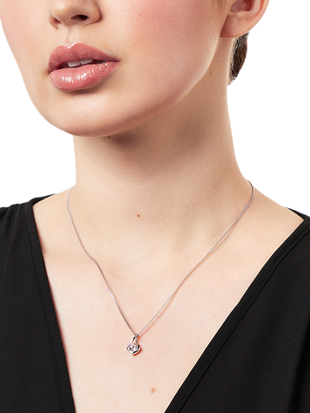 Jools by Jenny Brown Rhodium Plated Silver Cubic Zirconia Small Twisted Drop Pendant - view 2, Silver