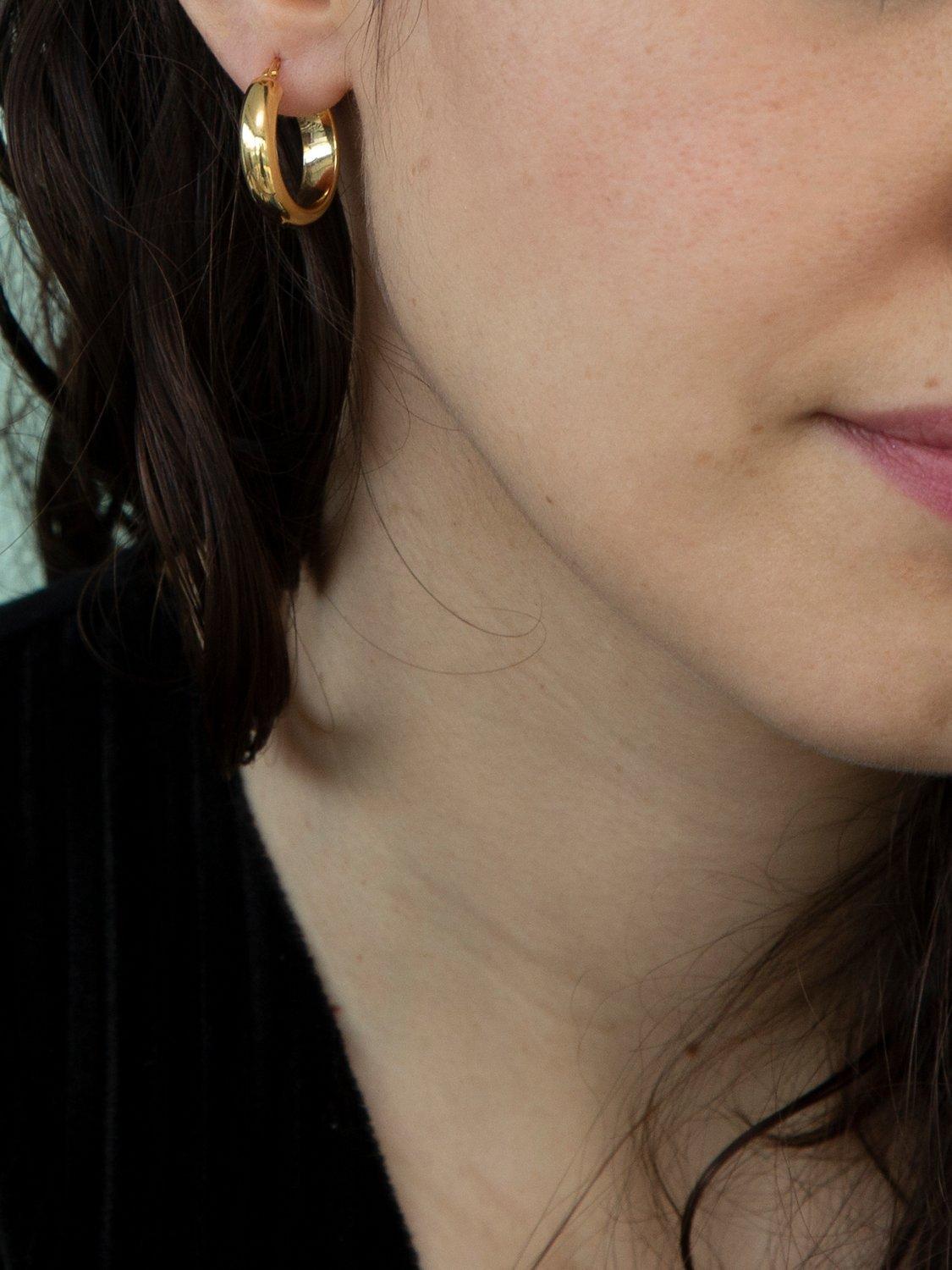 Product image 4 of 4, which shows IBB 9ct Yellow Gold Large Creole Hoop Earrings, Gold