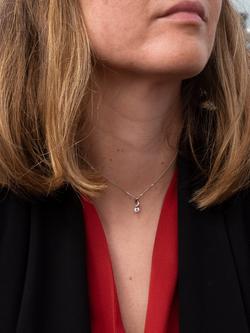 IBB 9ct White Gold Cubic Zirconia Swirl Pendant Necklace - view 2, White