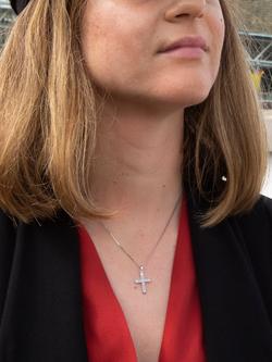 IBB 9ct White Gold Cubic Zirconia Cross Pendant - view 2, White Gold