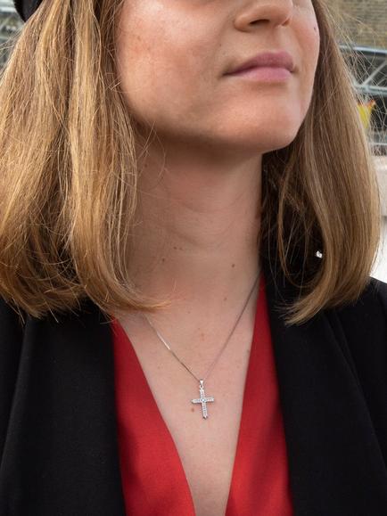 IBB 9ct White Gold Cubic Zirconia Cross Pendant - view 2, White Gold