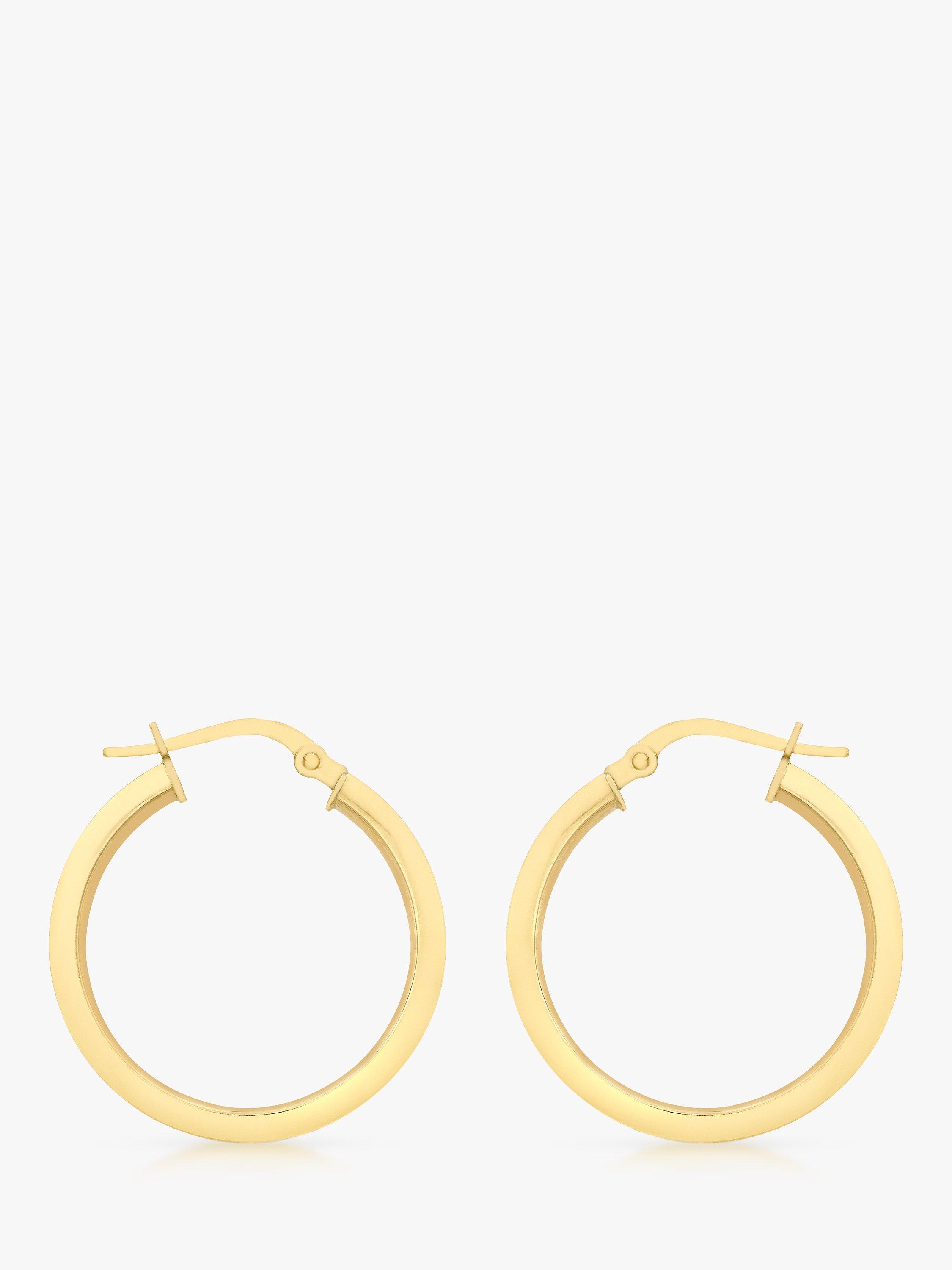 Product image 1 of 4, which shows IBB 9ct Yellow Gold Creole Lever Hoop Earrings, Gold