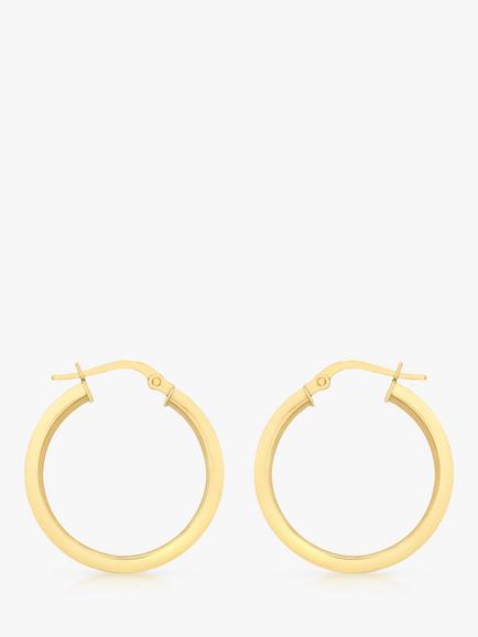 IBB 9ct Yellow Gold Creole Lever Hoop Earrings, Gold, Gold