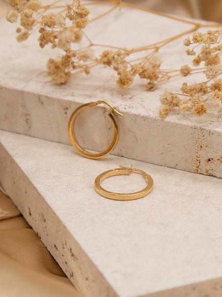 IBB 9ct Yellow Gold Creole Lever Hoop Earrings, Gold - view 2, Gold
