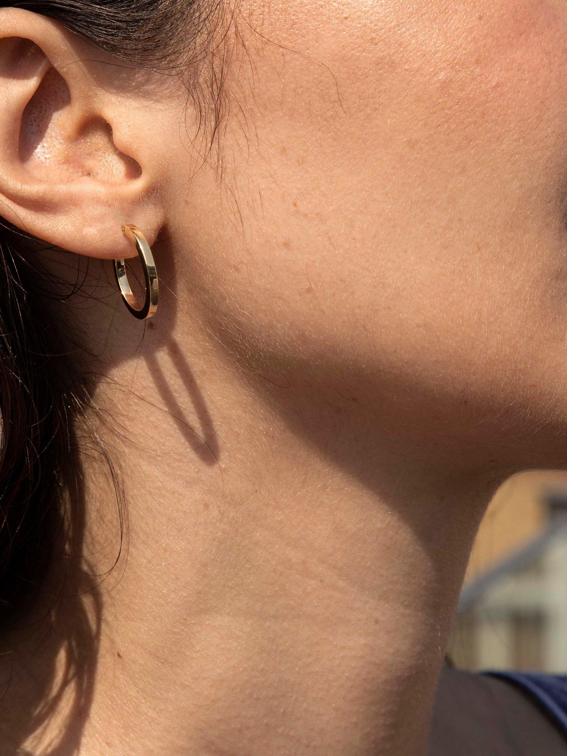 Product image 4 of 4, which shows IBB 9ct Yellow Gold Creole Hoop Medium Earrings, Gold