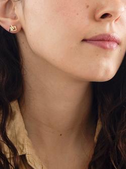 IBB 9ct Yellow Gold Cubic Zirconia Triple Square Stud Earrings, Yellow Gold - view 2, Yellow Gold