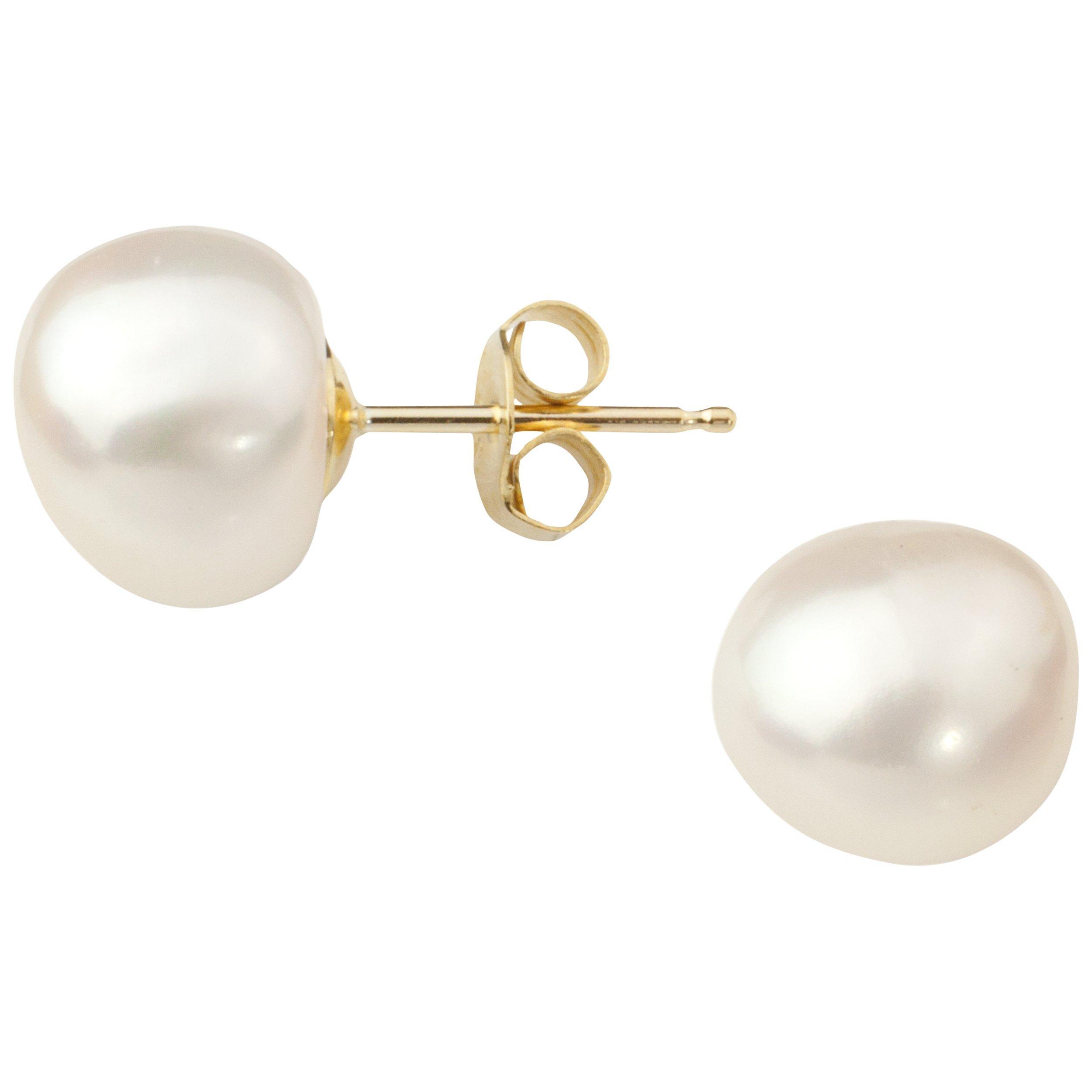 Product image 1 of 1, which shows E.W Adams 9ct Gold Baroque Pearl Stud Earrings, White