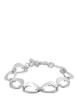 Andea Sterling Silver Smooth And Textured Triangle Bracelet, Silver